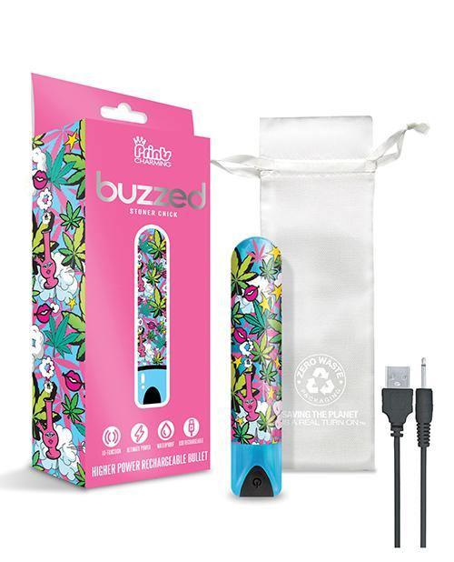 image of product,Buzzed 3.5" Rechargeable Bullet - Stoner Chick Blue - MPGDigital Sales