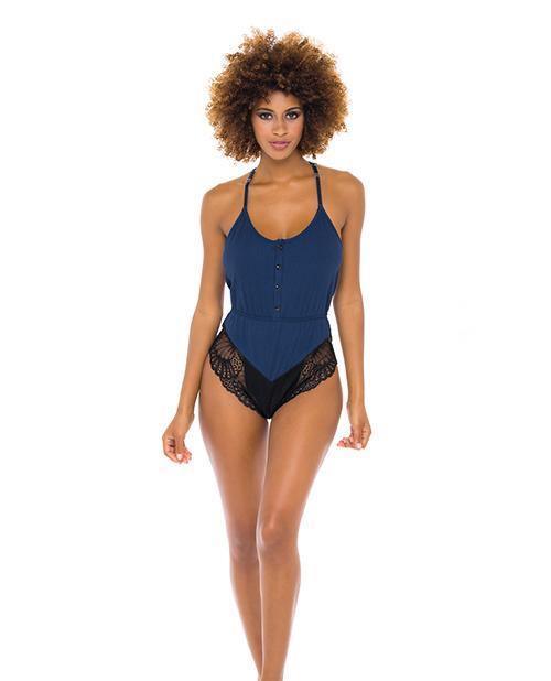 product image, Claribel Ribbed Jersey Romper Estate Blue/black - SEXYEONE