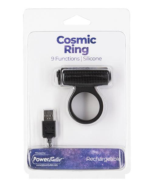 product image, Cosmic Cock Ring W-rechargeable Bullet - 9 Functions Black - SEXYEONE