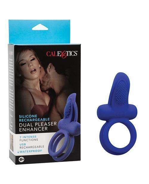 product image, Couples Enhancers Silicone Rechargeable Dual Pleaser Enhancer - Blue - SEXYEONE 