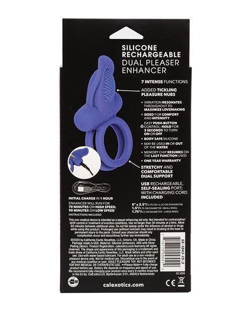image of product,Couples Enhancers Silicone Rechargeable Dual Pleaser Enhancer - Blue - SEXYEONE 