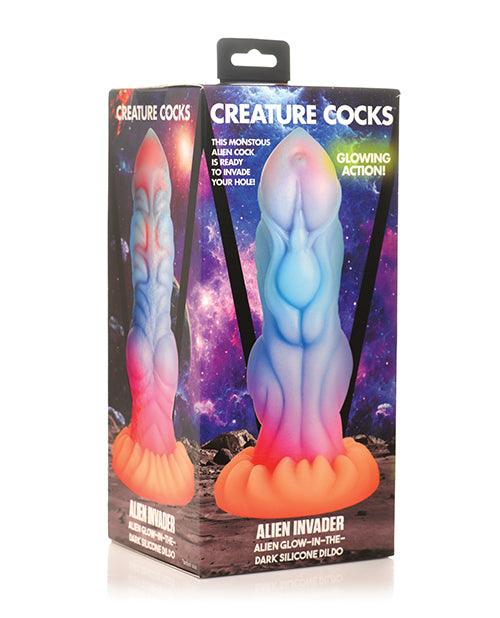 product image, Creature Cocks Alien Invader Alien Glow-in-the-Dark Silicone Dildo - SEXYEONE