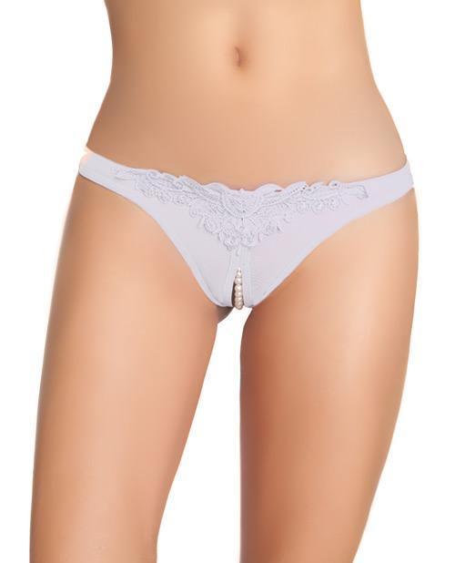 image of product,Crotchless Thong W/pearls Black - SEXYEONE