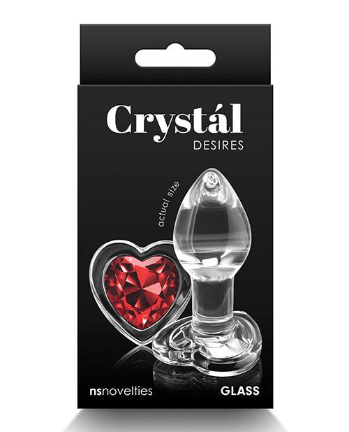 product image, Crystal Desires Glass Heart Gem Butt Plug - Red - SEXYEONE