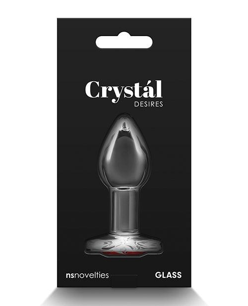 Crystal Desires Glass Heart Gem Butt Plug - Red - SEXYEONE