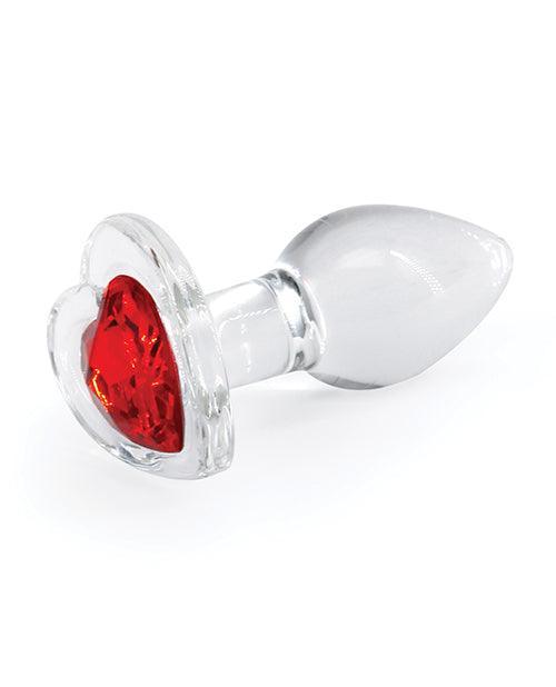 Crystal Desires Glass Heart Gem Butt Plug - Red - SEXYEONE