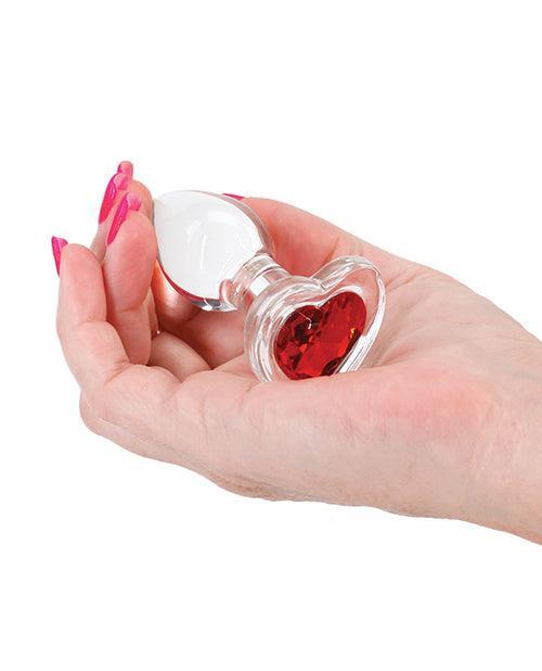 image of product,Crystal Desires Glass Heart Gem Butt Plug - Red - SEXYEONE