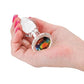 Crystal Desires Glass Round Gem Butt Plug - Rainbow - SEXYEONE