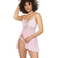 Crystal Pink Babydoll W/lightly Padded Cups & Thong Pink/silver - SEXYEONE 