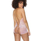 Crystal Pink Halter Crotchless Teddy Pink-silver O-s - SEXYEONE 
