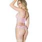 Crystal Pink Longline Bra, Garter Belt & Panty Pink - SEXYEONE 