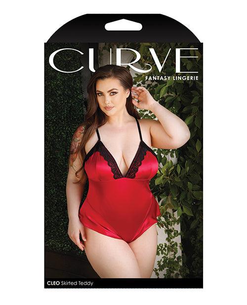 image of product,Curve Cleo Skirted Teddy W/snap Crotch Red - SEXYEONE