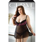 Curve Madison Soft Cup Babydoll W/garters & Panty Black/pink - SEXYEONE