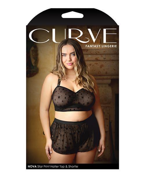 image of product,Curve Nova Star Halter Top & Shorts Black - SEXYEONE 