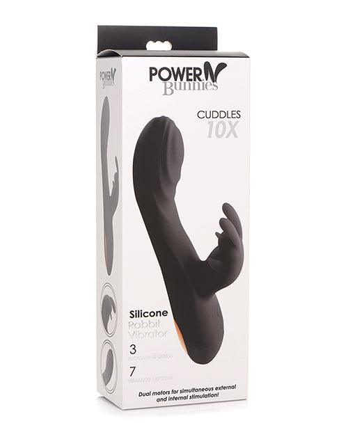product image, Curve Novelties Power Bunnies Cuddles 10x Silicone Rabbit Vibrator - Black - SEXYEONE