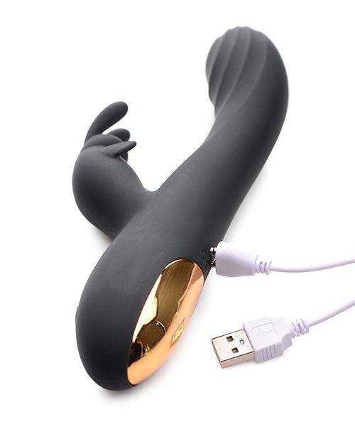 Curve Novelties Power Bunnies Cuddles 10x Silicone Rabbit Vibrator - Black - SEXYEONE