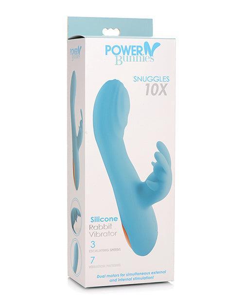 Curve Novelties Power Bunnies Snuggles 10x Silicone Rabbit Vibrator - Blue - SEXYEONE