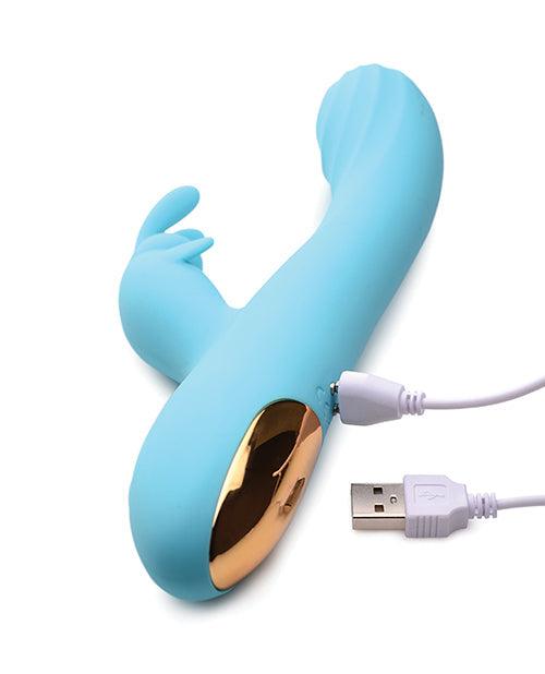 image of product,Curve Novelties Power Bunnies Snuggles 10x Silicone Rabbit Vibrator - Blue - SEXYEONE
