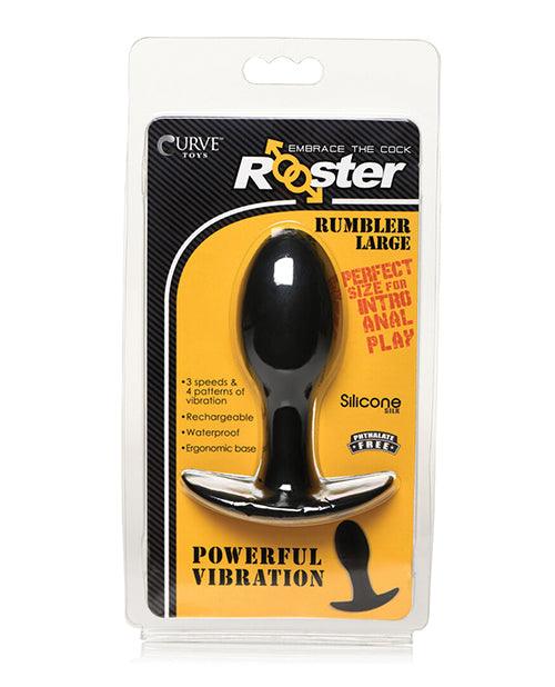 product image, Curve Novelties Rooster Rumbler Vibrating Silicone Anal Plug - Black - SEXYEONE