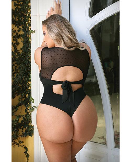 image of product,Curve Raven High Neck Bodysuit W/snap Crotch Black - SEXYEONE