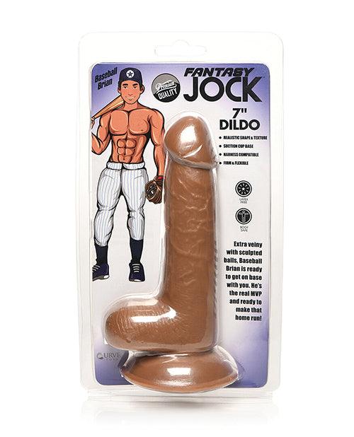 product image, Curve Toys Fantasy Jock Baseball Brian 7" Dildo w/Balls - Tan - SEXYEONE