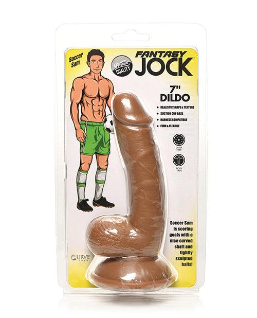 product image, Curve Toys Fantasy Jock Soccer Sam 7" Dildo w/Balls - Dark - SEXYEONE