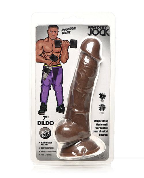 Curve Toys Fantasy Jock Weightlifting Wesley 7" Dildo W/balls - Dark - SEXYEONE