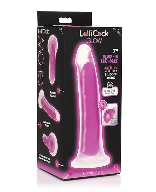 image of product,Curve Toys Lollicock 7" Glow In The Dark Silicone Dildo - SEXYEONE