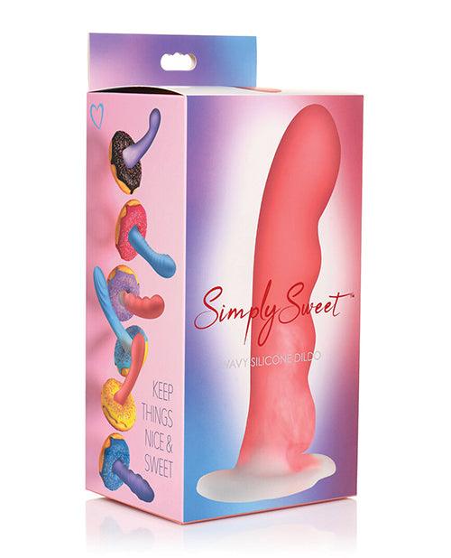 product image, Curve Toys Simply Sweet 7" Wavy Silicone Dildo - Pink/white - SEXYEONE
