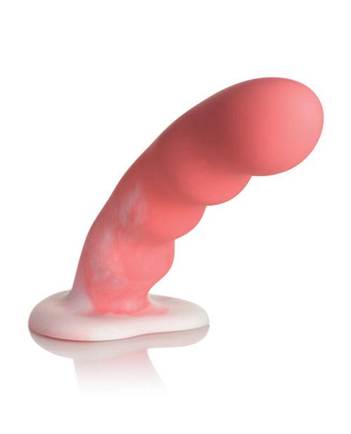 image of product,Curve Toys Simply Sweet 7" Wavy Silicone Dildo - Pink/white - SEXYEONE
