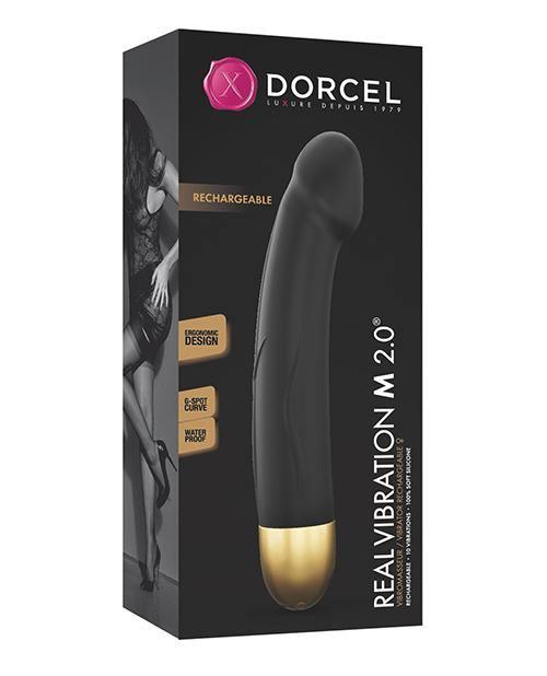 product image, Dorcel Real Vibration M 8.6" Rechargeable Vibrator 2.0 - Black-gold - SEXYEONE