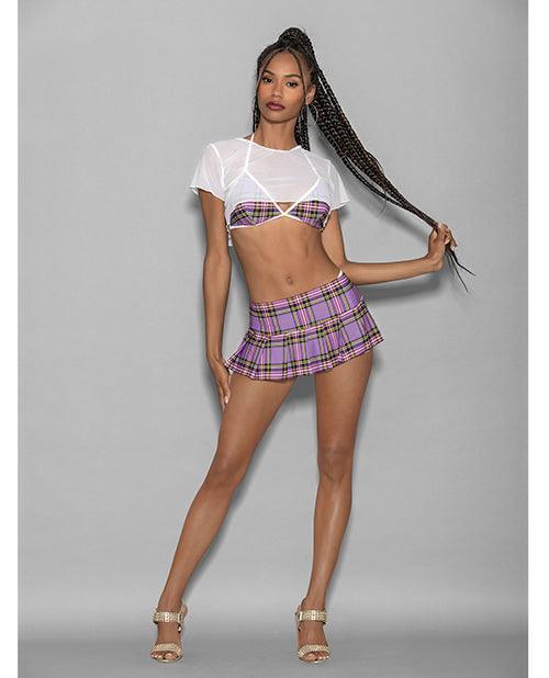 product image, Euphoria 4 Pc Girly Adult School Girl Purple Plaid O/s - SEXYEONE