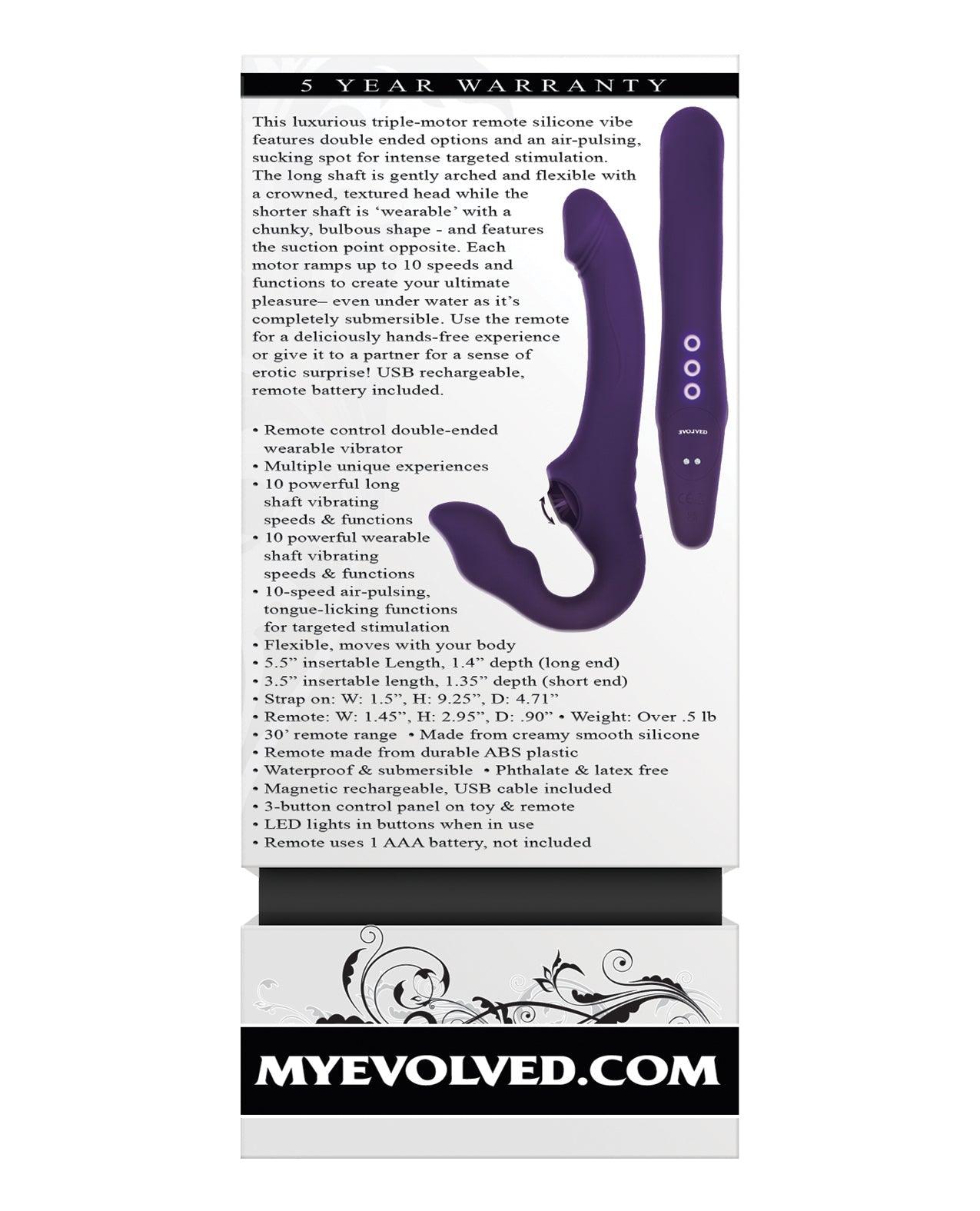 image of product,Evolved 2 Become 1 Strapless Strap On - Purple - {{ SEXYEONE }}