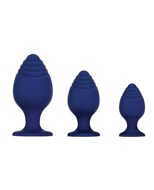 Evolved Get Your Groove On 3 Pc Silicone Anal Plug Set - Blue - {{ SEXYEONE }}