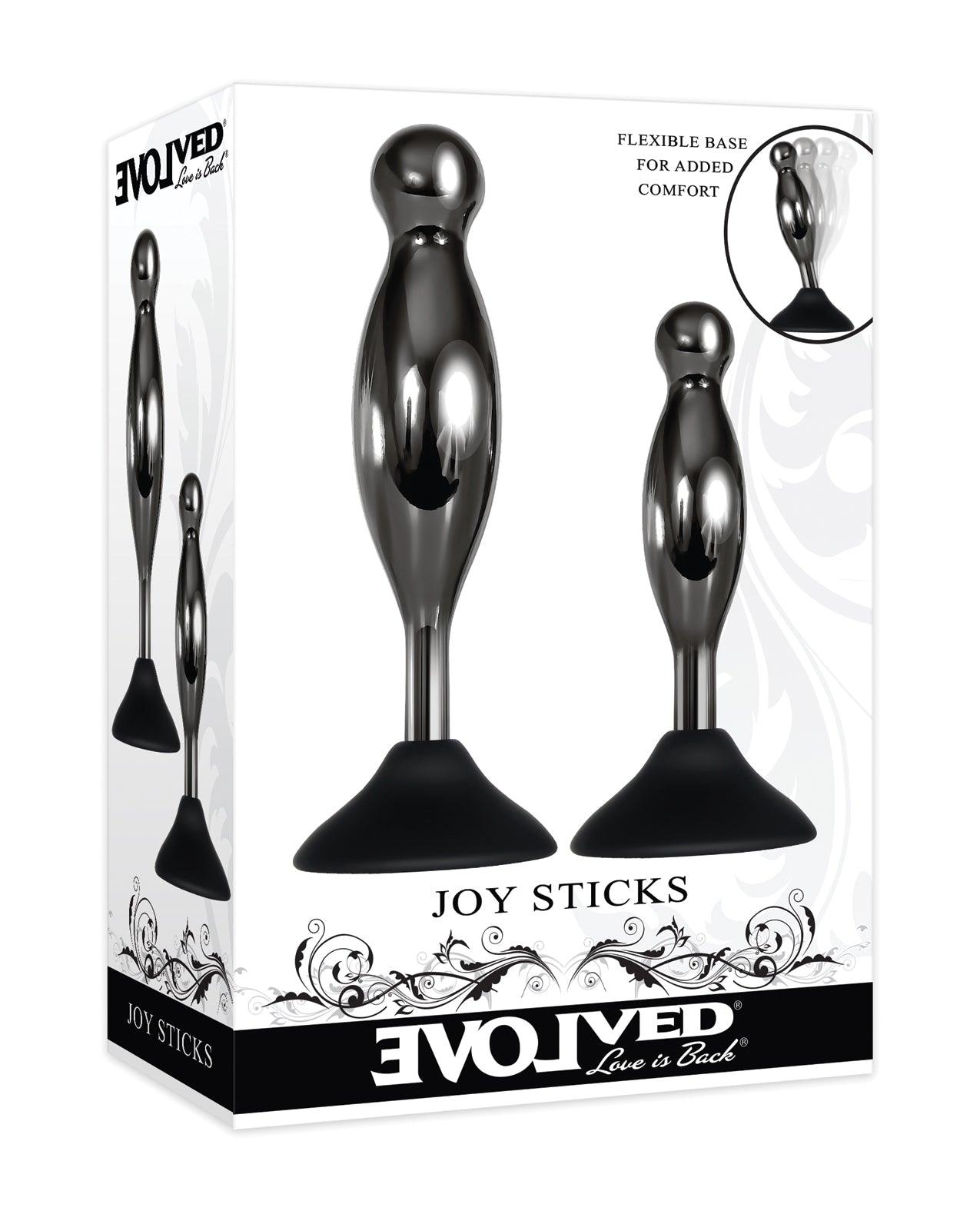 product image, Evolved Joy Sticks 2 Pc Plug Set - Black-chrome - {{ SEXYEONE }}