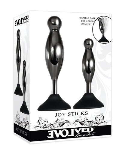 Evolved Joy Sticks 2 Pc Plug Set - Black-chrome - {{ SEXYEONE }}
