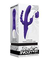 image of product,Evolved Lick Me Triple Stim Vibe - Purple - SEXYEONE