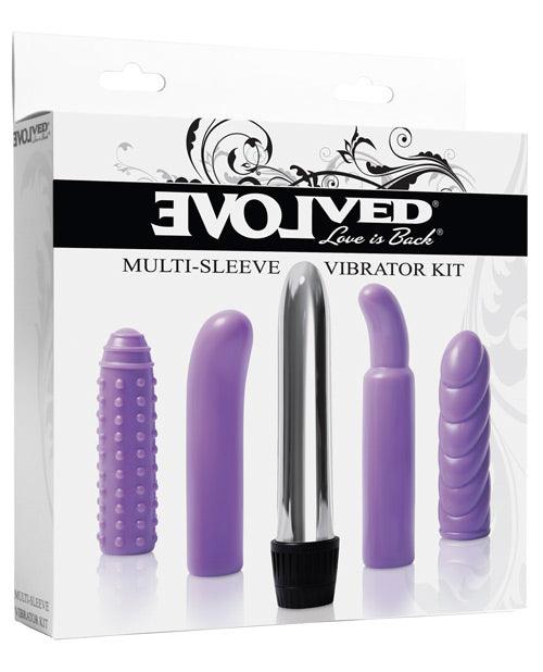 product image, Evolved Multi Sleeve Vibrator Kit W-4 Textured Sleeves & Vibe - Purple - {{ SEXYEONE }}