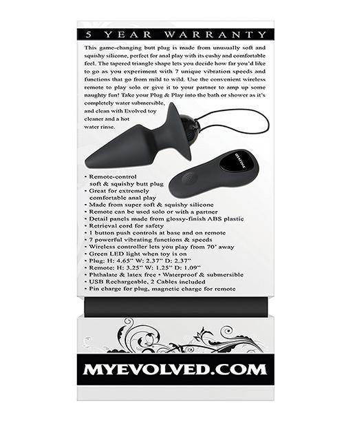 Evolved Plug & Play Remote Anal Plug - Black - SEXYEONE