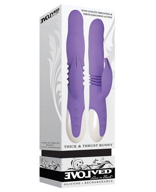 product image, Evolved Thick & Thrust Bunny Dual Stim Rechargeable - Purple - SEXYEONE 