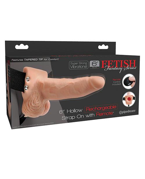 product image, Fetish Fantasy Series 6" Hollow Rechargeable Strap On W/remote - Flesh - SEXYEONE