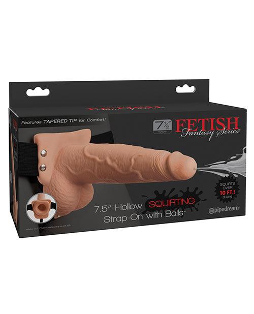 product image, Fetish Fantasy Series 7.5" Hollow Squirting Strap On W-balls - Flesh - {{ SEXYEONE }}