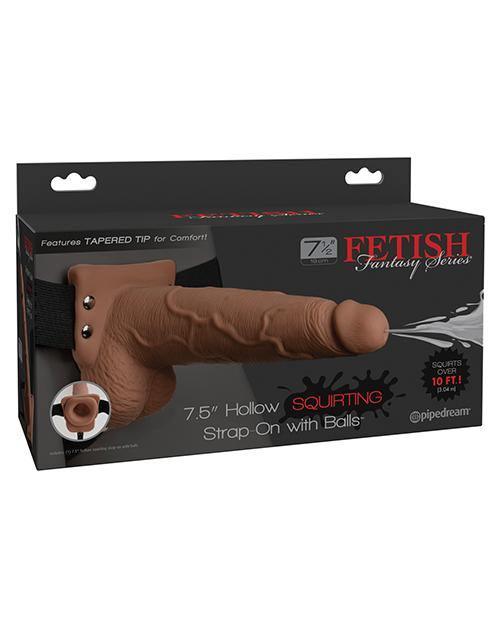 product image, Fetish Fantasy Series 7.5" Hollow Squirting Strap On W-balls - Tan - SEXYEONE 
