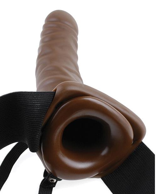 Fetish Fantasy Series 8" Vibrating Hollow Strap On - Brown - {{ SEXYEONE }}