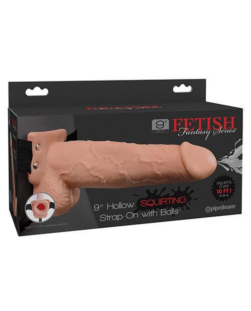 product image, "Fetish Fantasy Series 9"" Hollow Squirting Strap On W/balls" - SEXYEONE