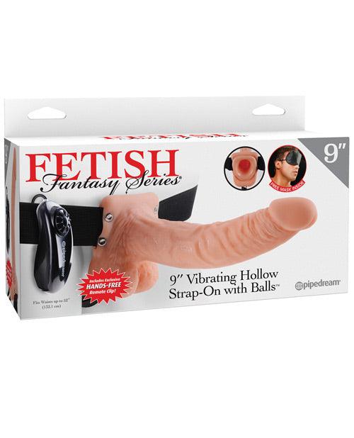 product image, Fetish Fantasy Series 9" Vibrating Hollow Strap On W-balls - Flesh - {{ SEXYEONE }}