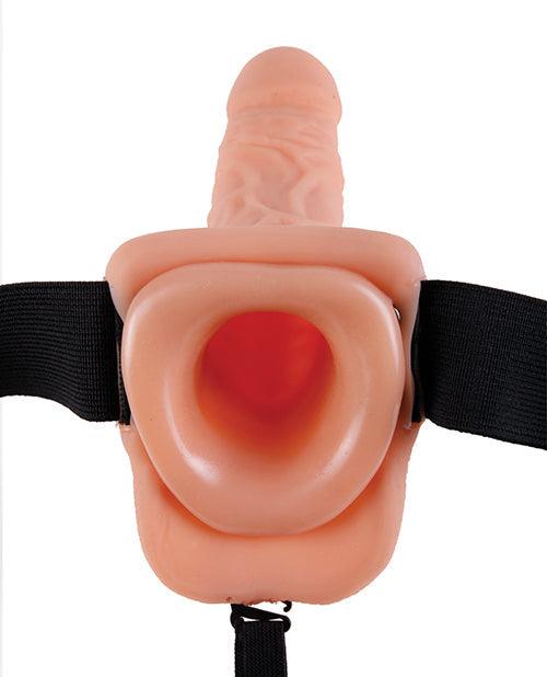 image of product,Fetish Fantasy Series 9" Vibrating Hollow Strap On W-balls - Flesh - {{ SEXYEONE }}
