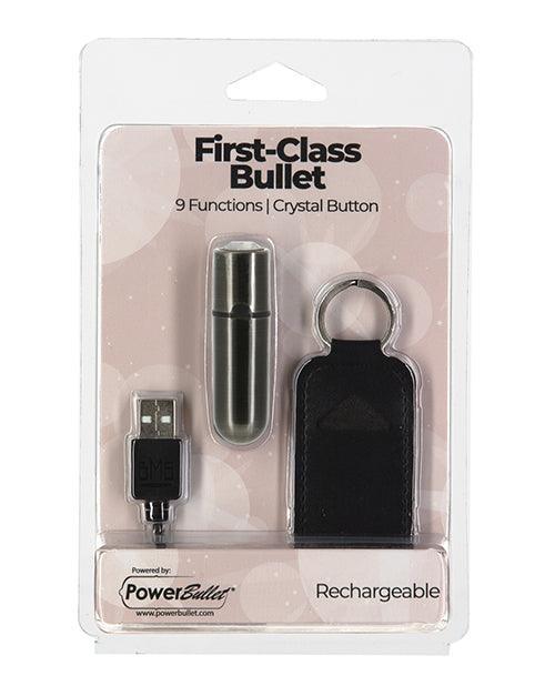 product image, First Class Mini Rechargeable Bullet W-crystal - 9 Functions Gun Metal - SEXYEONE