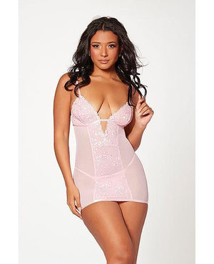 Floral Mesh Chemise & G-string Pink - SEXYEONE