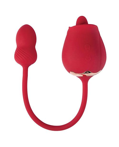 product image, Fuchsia Rose Clit Licking Stimulator & Vibrating Egg - Red - SEXYEONE